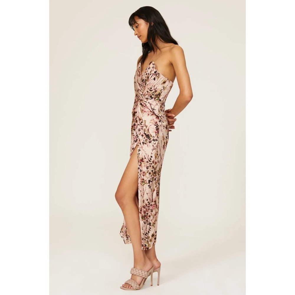 Katie May Pink and Brown Ruched Strapless Gown - Picture 6 of 13